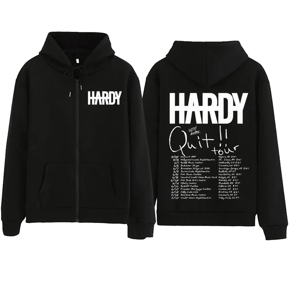 Hardy Quit Tour 2024 Zipper Hoodie  Harajuku Pullover Tops Sweatshirt Streetwear