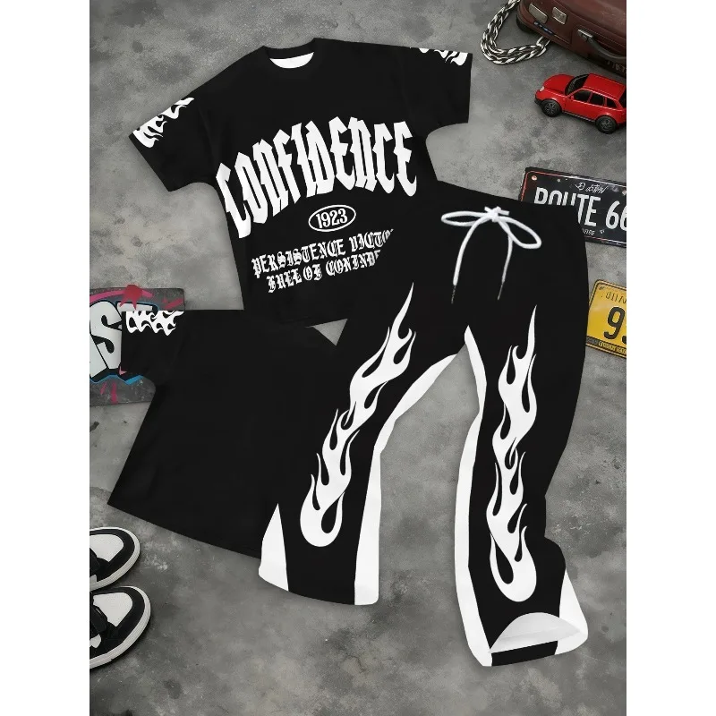 3D new personalized printed quick drying breathable adult children's short sleeved pants casual sports suit