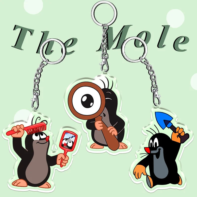 12CM The Mole Acrylic Keychain Student Backpack Pendant Accessories Fun Car Key Hangers Anime Accessories Kids Festival Gifts