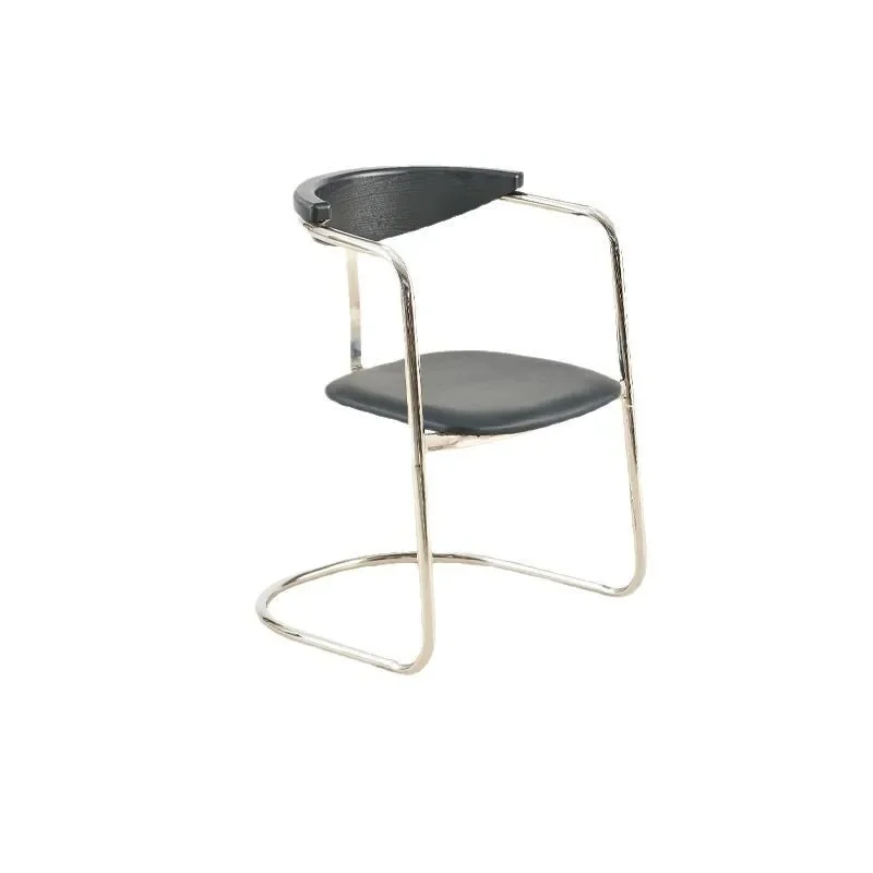 

Arc stainless steel solid wood back artistic chair, retro home dining chair
