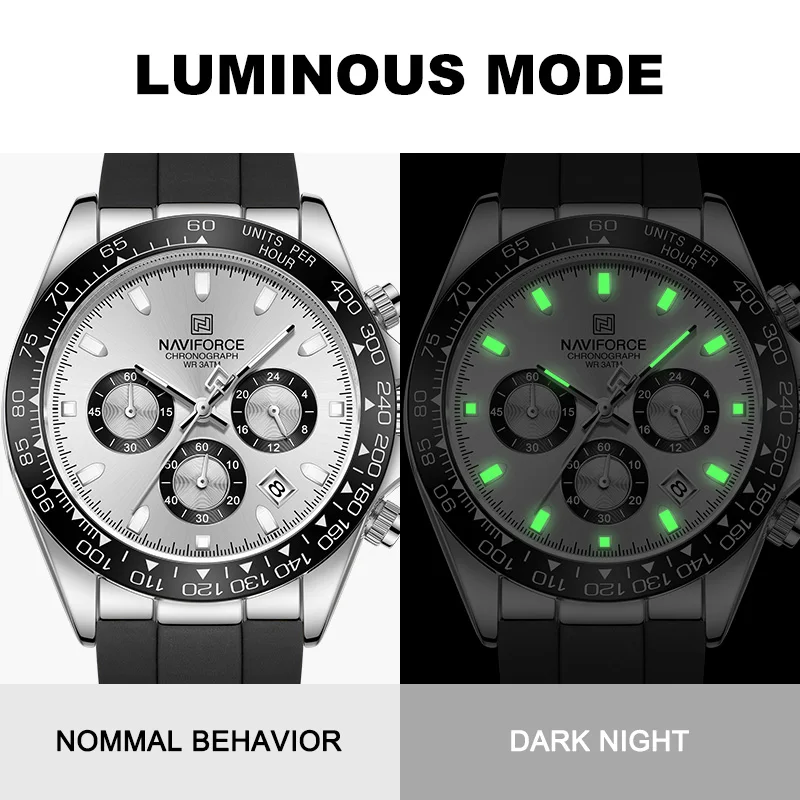 NAVIFORCE Fashional Watches For Men Silicone Band Casual Sport Chronograph Luminous Wristwatch Relogio Masculino Male Gift 2025