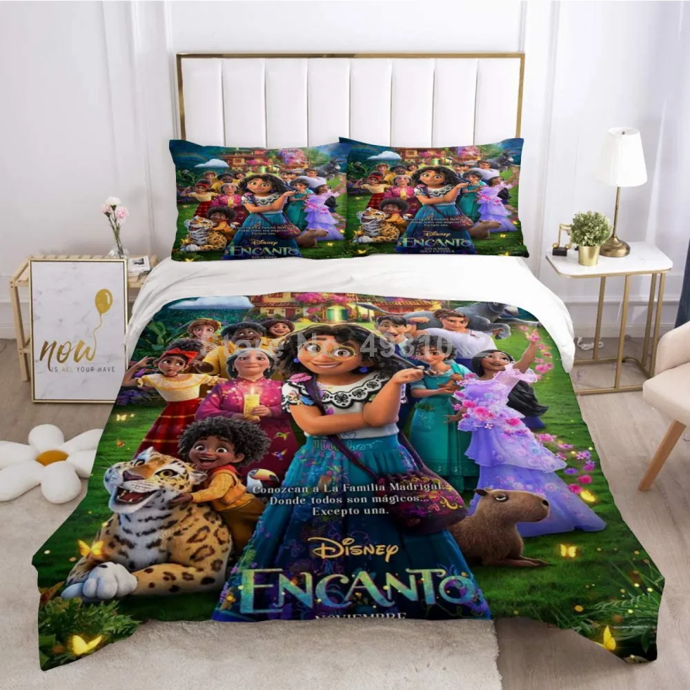 Disney-funda de edredón de Encanto mágico para niño y niña, de tamaño doble juego de cama, completo, Queen, funda de cama para bebé, regalo de cumpleaños