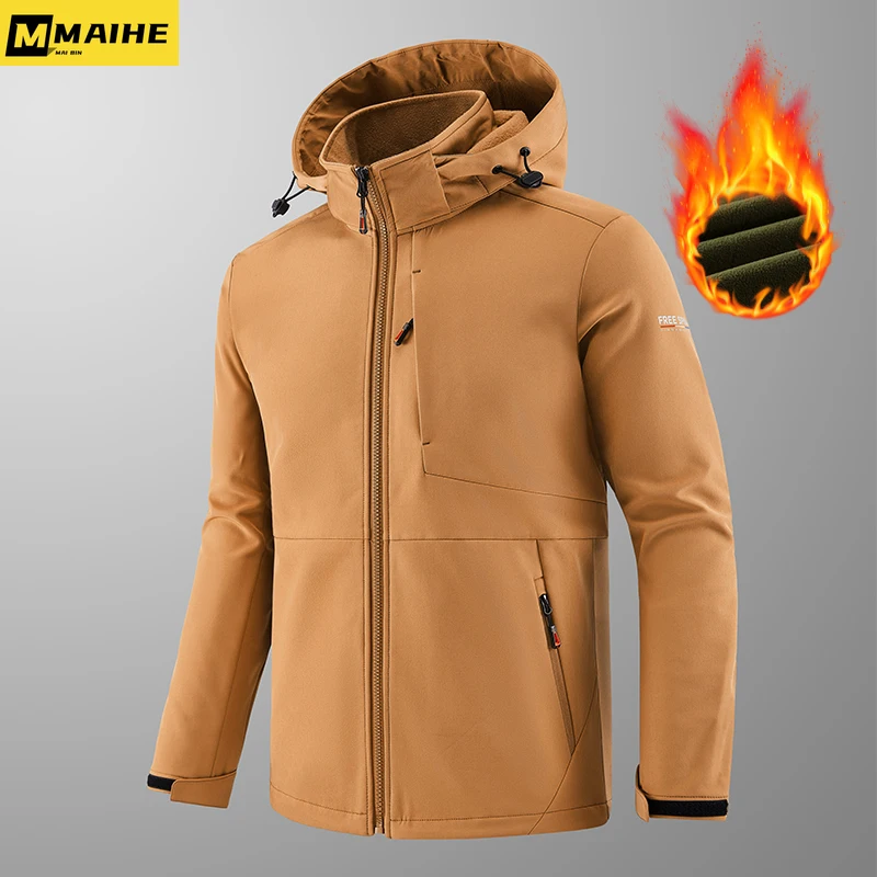 New Jacket For Men  Autumn and Winter Warm Windproof Waterproof Thickened Hooded Jackets Outdoor Travel Hiking Clothing for Men