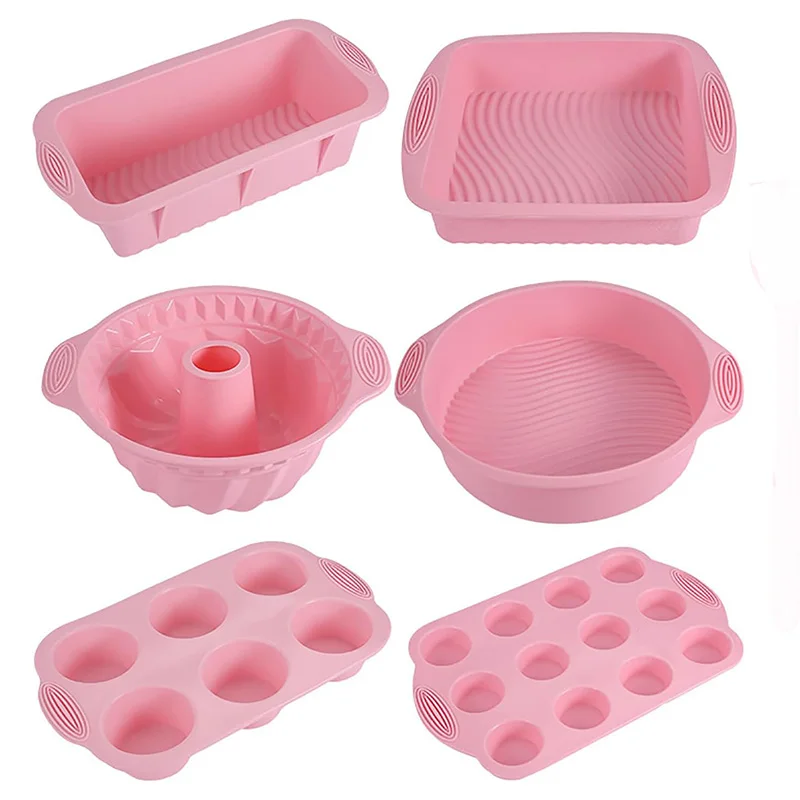 Nonstick Silicone Baking Cake Pan Cookie Sheet Molds Tray, Heat Resistant Bakeware Tools for Muffin Loaf Bread Pizza Cupcake