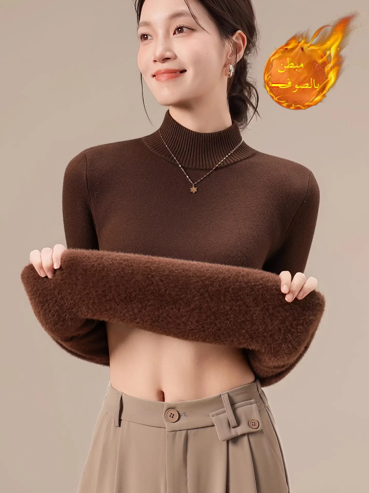 

Женский бархатный свитер Thiened на подкладке с высоким воротником, зимний теплый топ, трикотажная одежда, рубашка для поездок на работу...