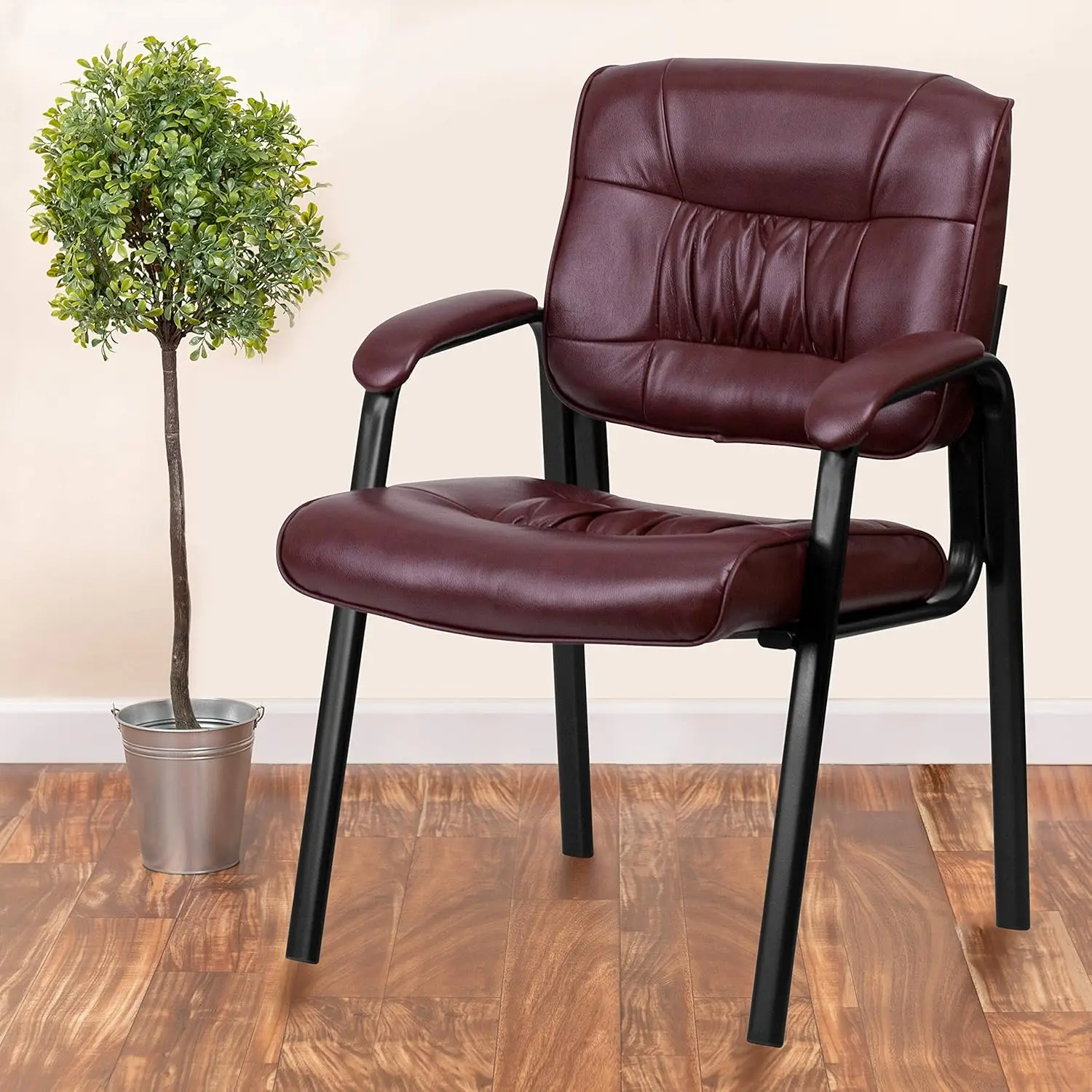 

Bury Leathersoft Executive Reception Chair With Bla Metal Frame