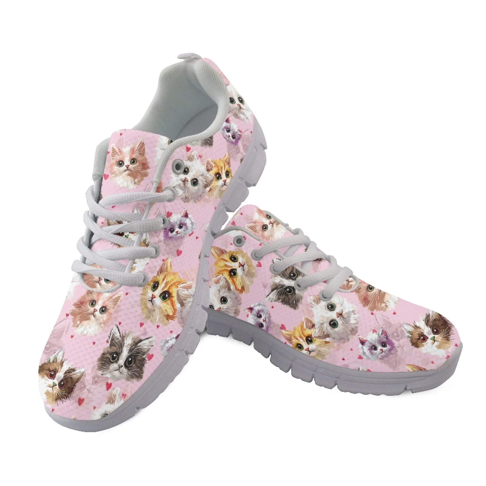 Coloranimal Messy Line Cat Art Women's Running Shoe Lightweight Soft Mesh Running Sneakers for Travel