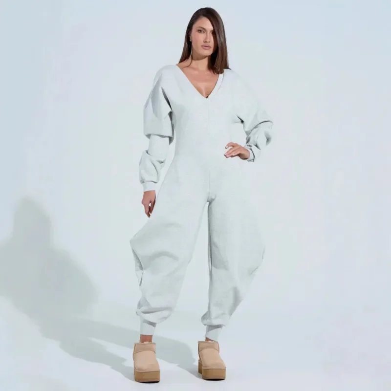 

GUWU Fashion Cargo Women Long Sleeve V Neck Moto Biker Loose Girl Jumpsuits Spring Street Playsuit One Piece Suit Romper