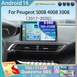 Android 16 Carplay Auto Car Radio For Peugeot 5008 4008 3008 2017 2018 2019 2020 Multimedia Video Player Navigation GPS Stereo