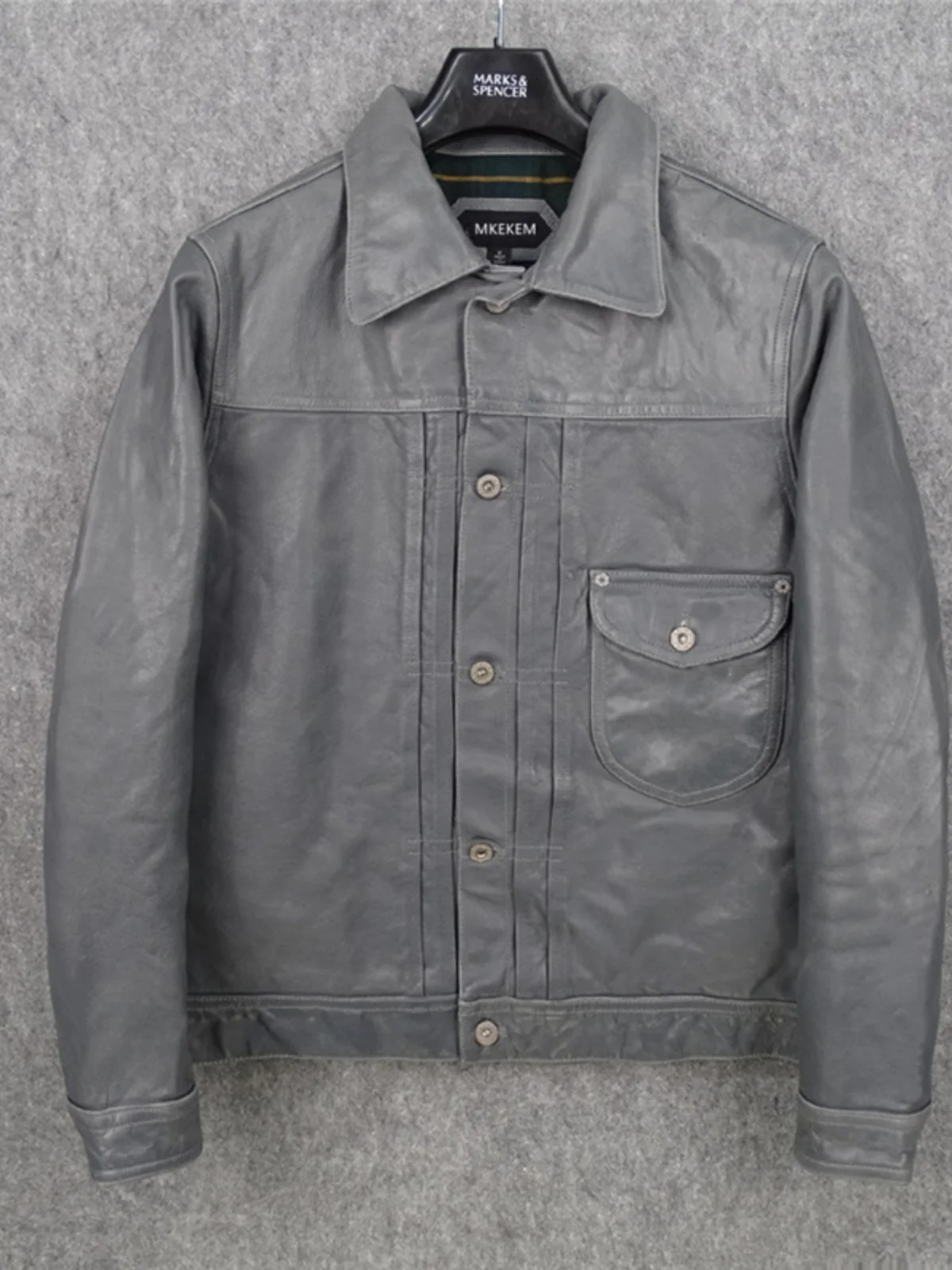 

1930S retro denim leather jacket native first-layer horse leather men's 506 derivative slim fit