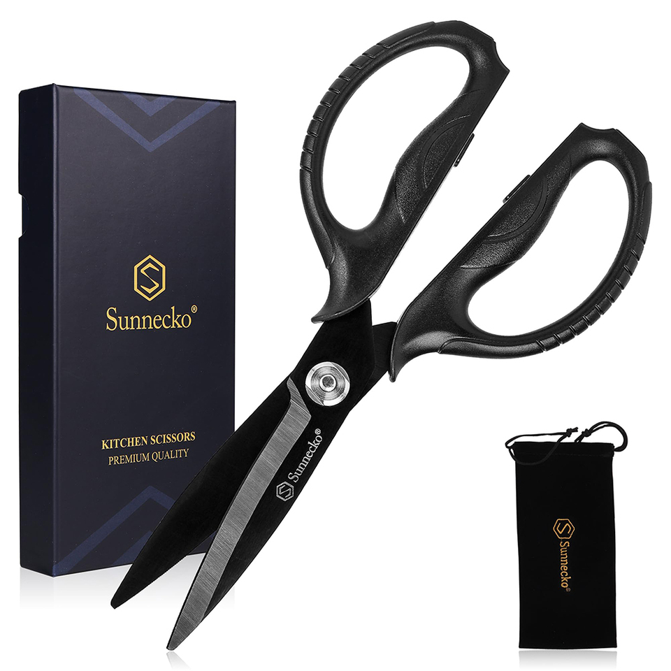  Sunnecko Heavy Duty Professional Kitchen Scissors Multipurpose Cutting Tool Black Titanium Plated Shears Detachable Blades 