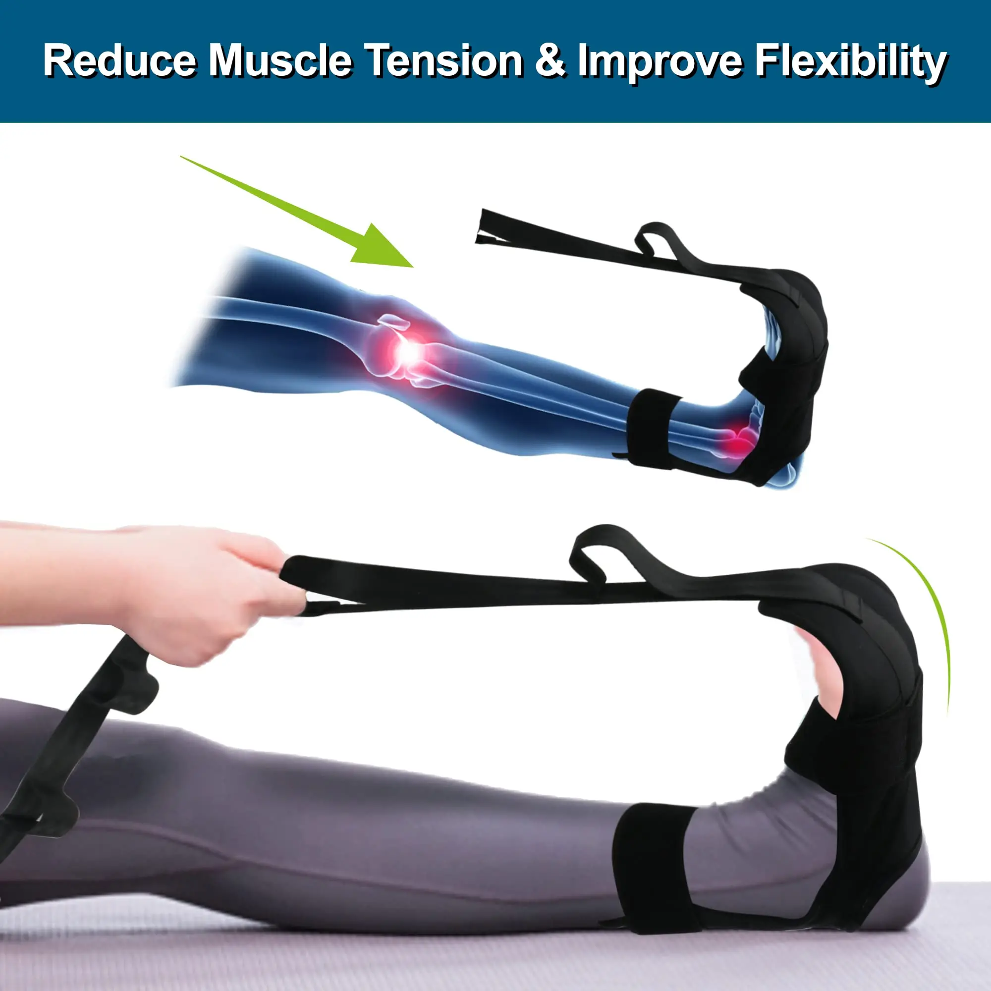 Leg Stretcher Foot Stretching Belt for Flexibility, Yoga Stretching Band for Dance Pilates Ligament Training