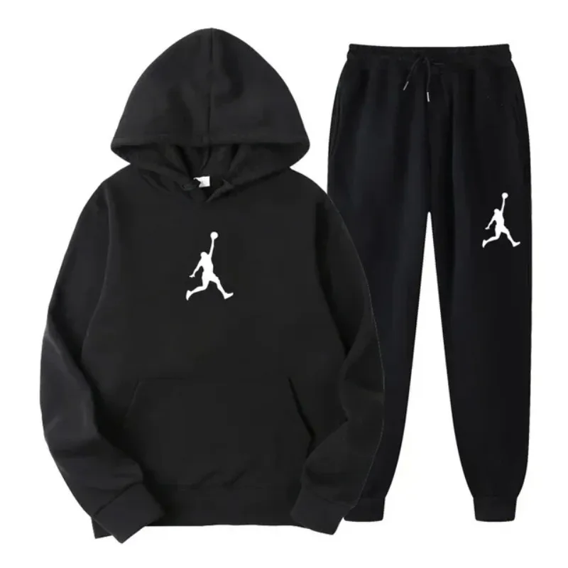Conjunto Deportivo Jordan 2025 Primavera/Otoño/Invierno, Sudadera con Capucha y Pantalones para Hombre y Mujer, Dos Piezas, Estilo Informal, para Baloncesto, Cálido y Holgado