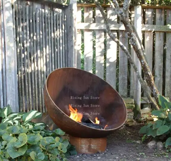 Garden Outdoor Antique Style Weathering Steel Brazier Wood Burning Fire Pit