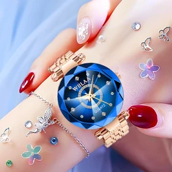 Relojes de pulsera para mujer, banda de acero inoxidable, elegante reloj de pulsera con esfera de diamante para mujer, exquisito reloj de pulsera de lujo de marca superior 2025