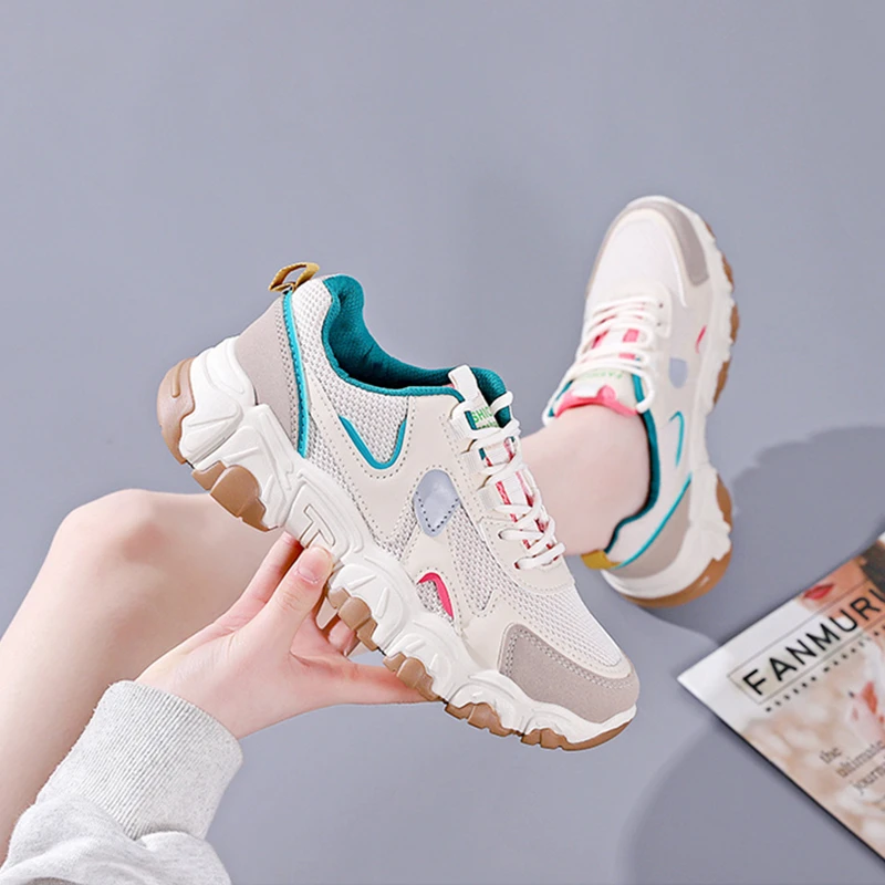 New Women Fashion Sneakers Air Mesh Vulcanize Shoes Female Increase Casual Loafers Ladies Shoes Tenis Feminino Woman Sneaker