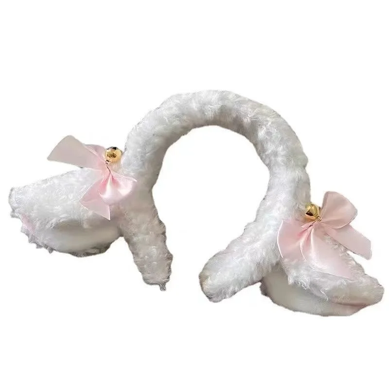 Lamb Ear Headwear Bows Adorn With Bells Sweet Lamb Ears Headband With Bowknot Cosplay Headpiece Party Supplies Hair Hoop