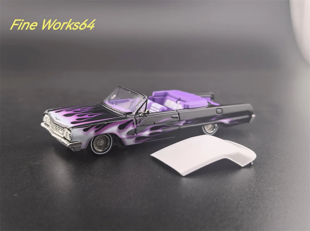 新品 FINE WORKS 1/64 Lowrider Convertible 1:64 *FINE WORKS 64* Red Chevrolet IMPALA *LOWRIDER* High Detail