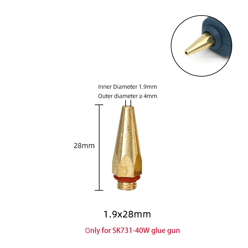 Hot Melt Glue Gun Nozzles only for SK731-40W Glue Gun 1.3mm 1.5mm 1.9mm Small diameter nozzles Copper Nozzle