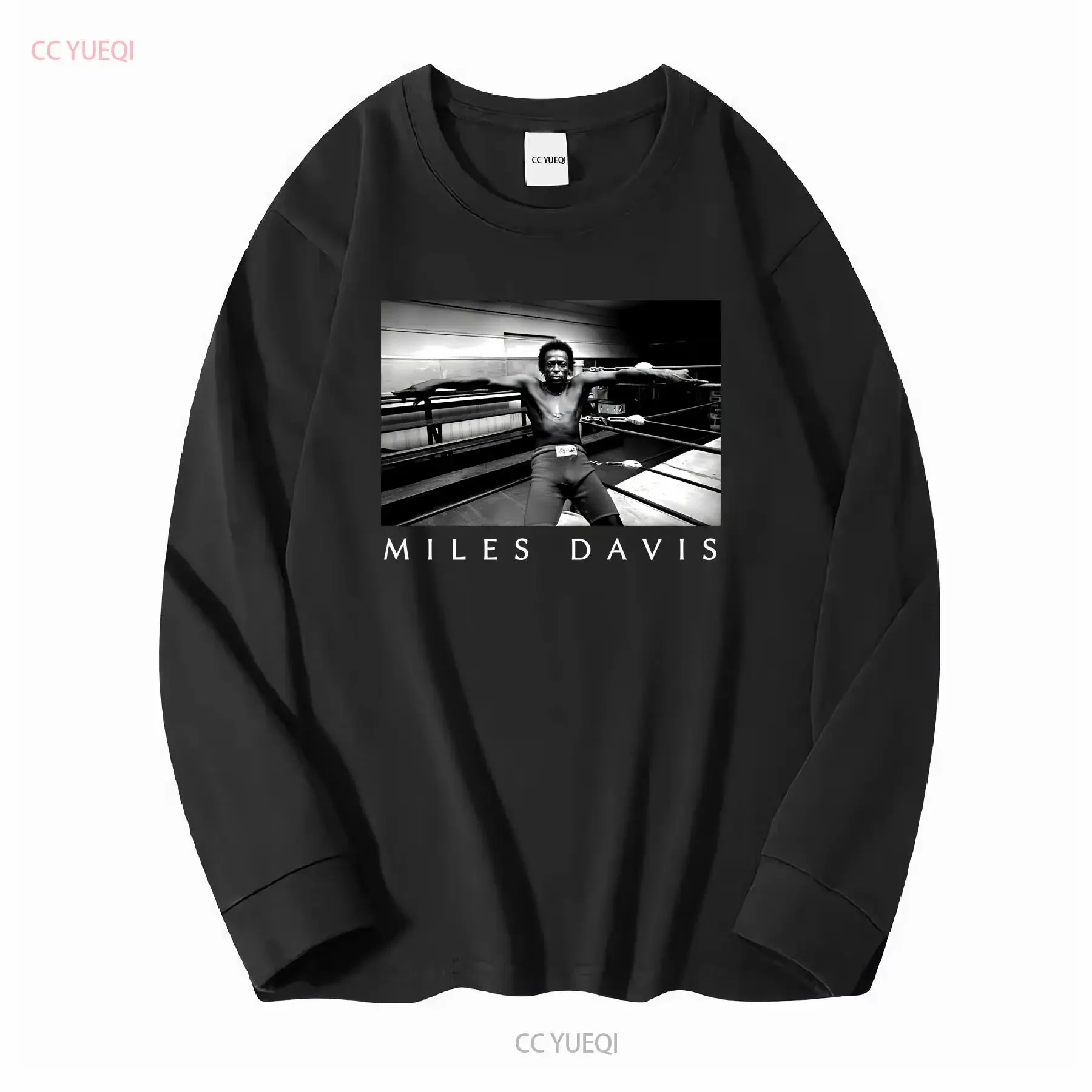 Band T Shirt MILES DAVIS Boxing Ring Black Medium vintage Washed Unisex Soft Casual Comfortable fashion homme Versatile