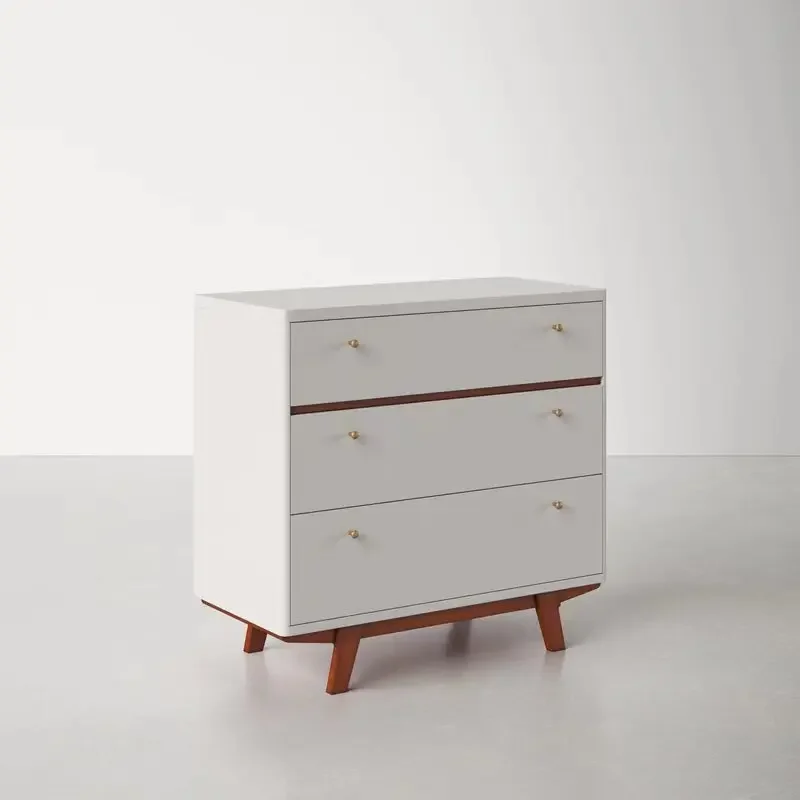 Small and simple cabinet, three layers of drawers, wood base and solid construction