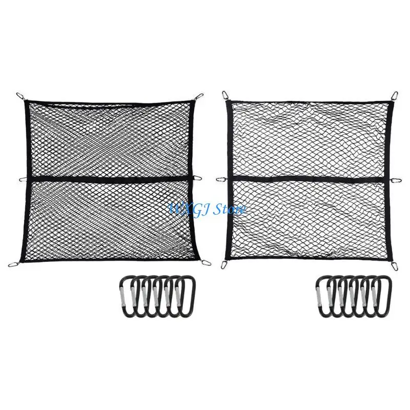 

37JE Car Rear Trunk Cargo Net Strong Load Bearing Mesh Car Storage Organizers with Hook