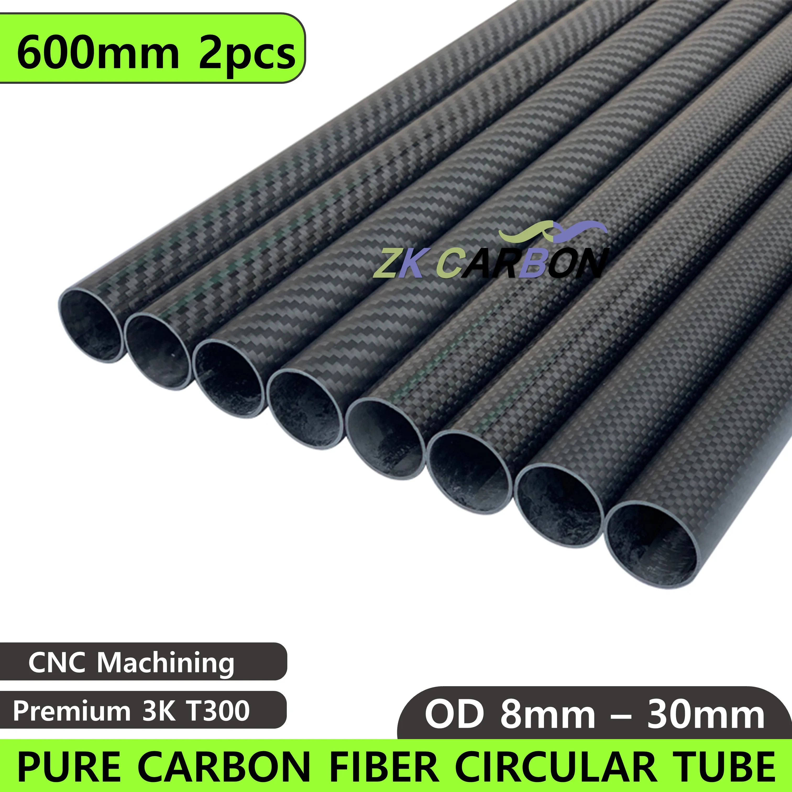 2szt/lot 600mm 750mm Rura z włókna węglowego 3K Twardość Materiał kompozytowy OD 8mm 10mm 12mm 16mm 18mm 20mm 22mm 25mm 30mm