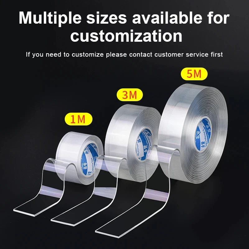 

Transparent Double Sided Tape Nano Removable Waterproof Extra Strong Sticky Strip Heavy-duty Two Side Tape for Kitchen Bathroom