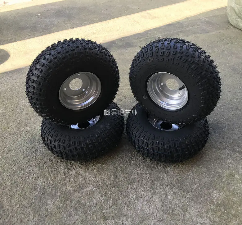 Set of 4 145/70-6 Inch Tire 3 Hole Wheel Hub for Buggy China Quad Bike 50cc 110cc 150cc 200cc Cargo ATV Go Kart