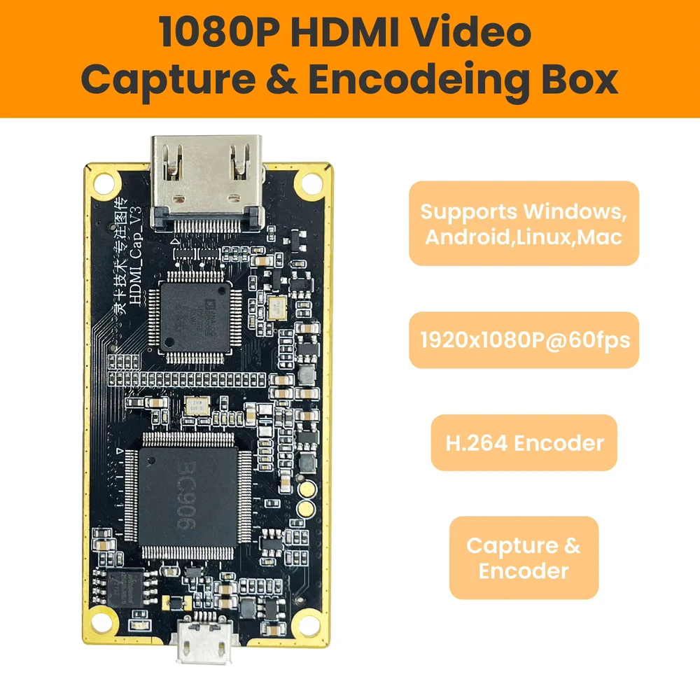 

LCC260 HDMI To USB 2.0 Video Capture Card H264 & MJPEG Dual Stream Encoder UVC UAC Audio Video Recorder For Live Streaming