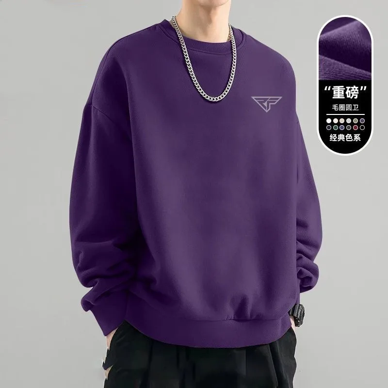 

Осенний фиолетовый пуловер, новинка 2025 года, одежда для пар, толстовка для мужчин и женщин, повседневный топ на плечо в одном стиле