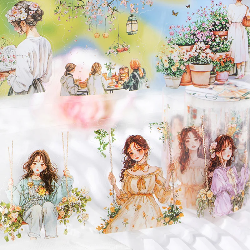 

Наклейка-лента 60 мм * 2 м, весенний сад для девочек, ПЭТ, высеченная лента для скрапбукинга, сделай сам и справочник, чехол для мобильного телефона, украшение для ноутбука