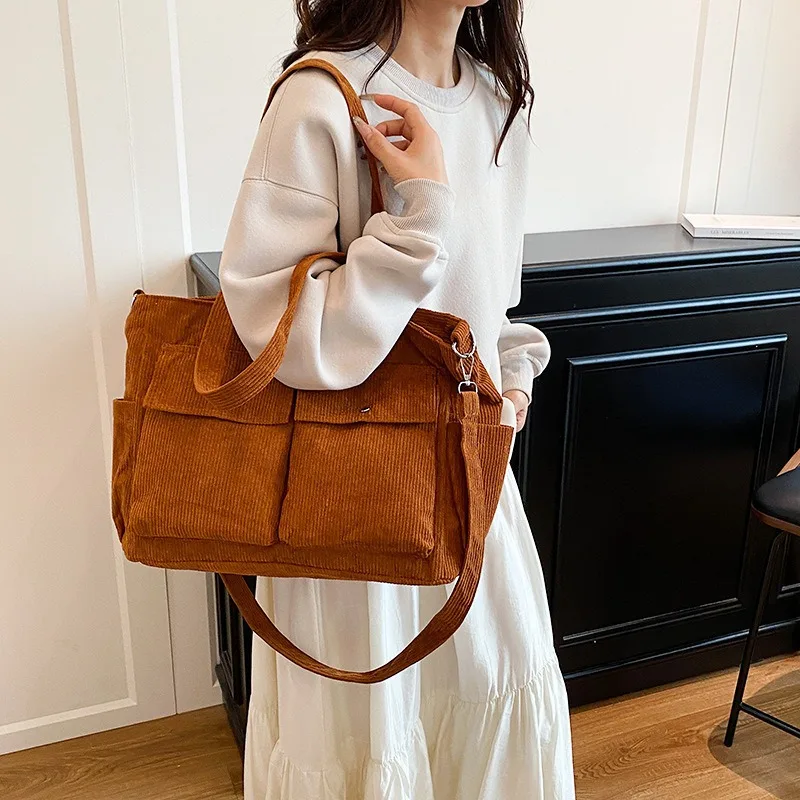 

2025 New Large Capacity Fleece Tote Bag, Versatile Casual Shoulder Bag, Korean Commuter Handbag Crossbody Bags