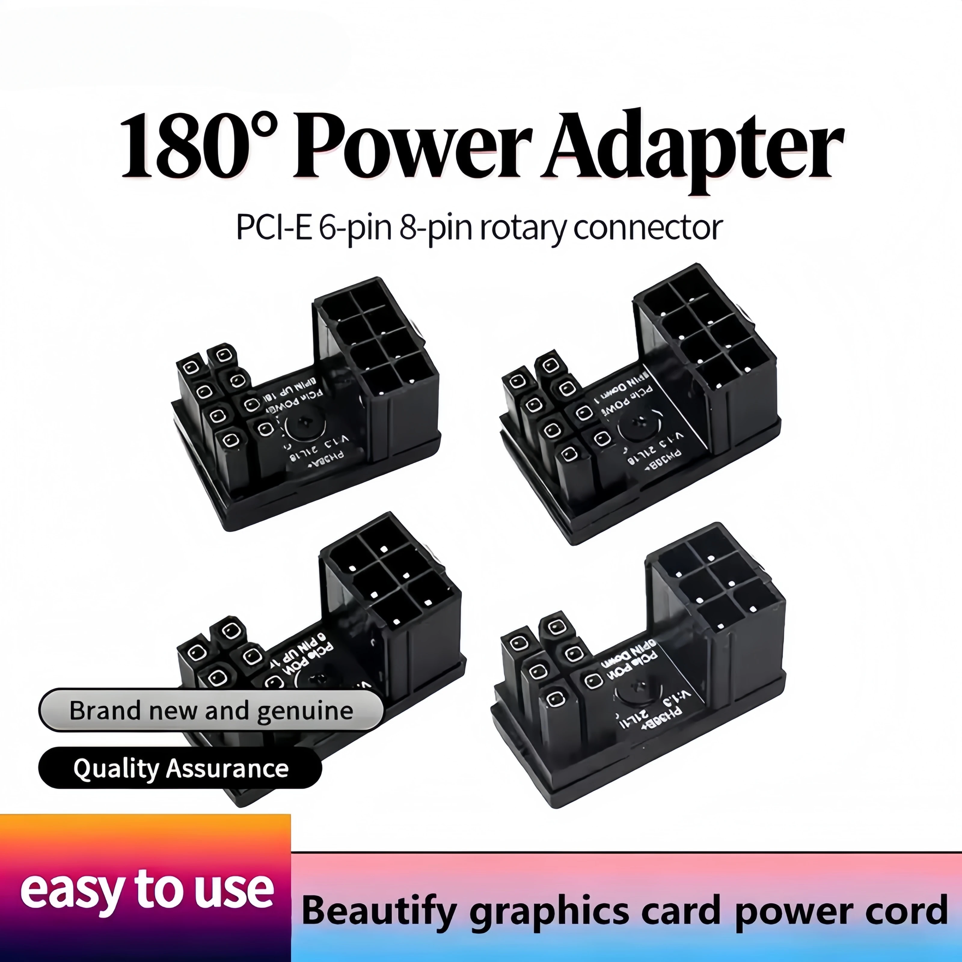 180 °   Adaptador de Energia PCI-E Rotativo para GPU – Conector de 8 Pinos para Gerenciamento de Cabos de Fonte de Placa Gráfica