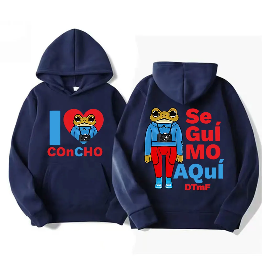 I Love Concho Frog Se Guí Mo AQuí DTMF Hoodie Debí Tirar Más Fotos Bad Bunny Hoodies Men Women Fashion Casual Fleece Sweatshirts