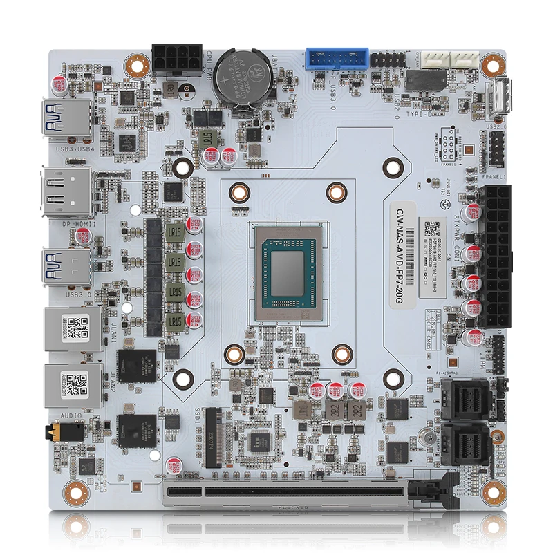 Mini ITX NAS Motherboard, AMD Ryzen 7 8845HS, 8-Bay, 2x10G LAN, USB4, 2xNVMe PCIe x16, 2xDDR5, Firewall Home NAS DIY Mainboard