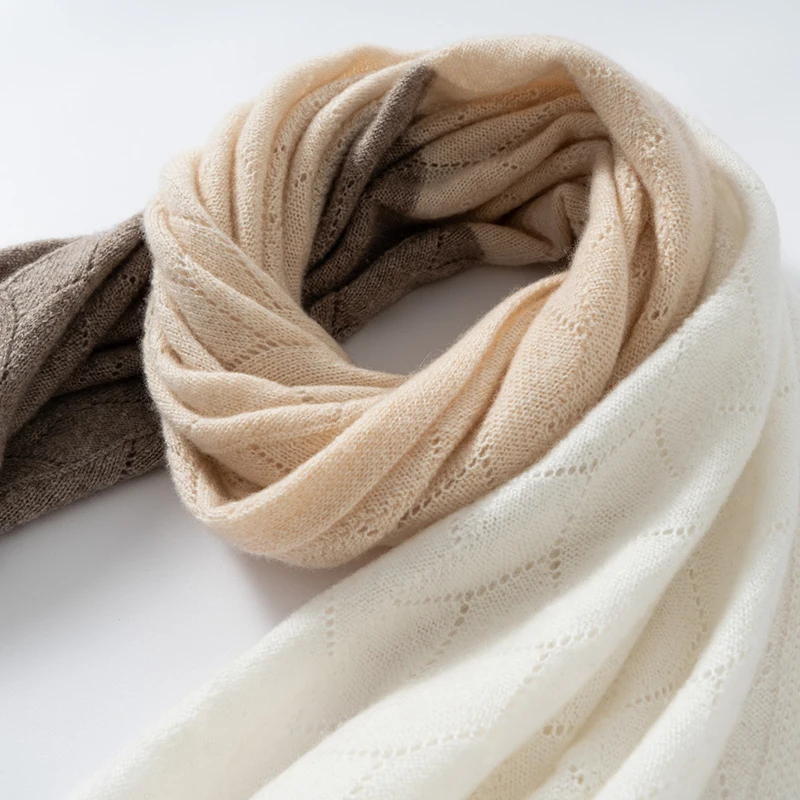 جودة عالية 100% الكشمير وشاح المرأة الشتاء الدفء شال محبوك أزياء من الدانتل يصل اللون منعت وشاح، لينة ومريحة