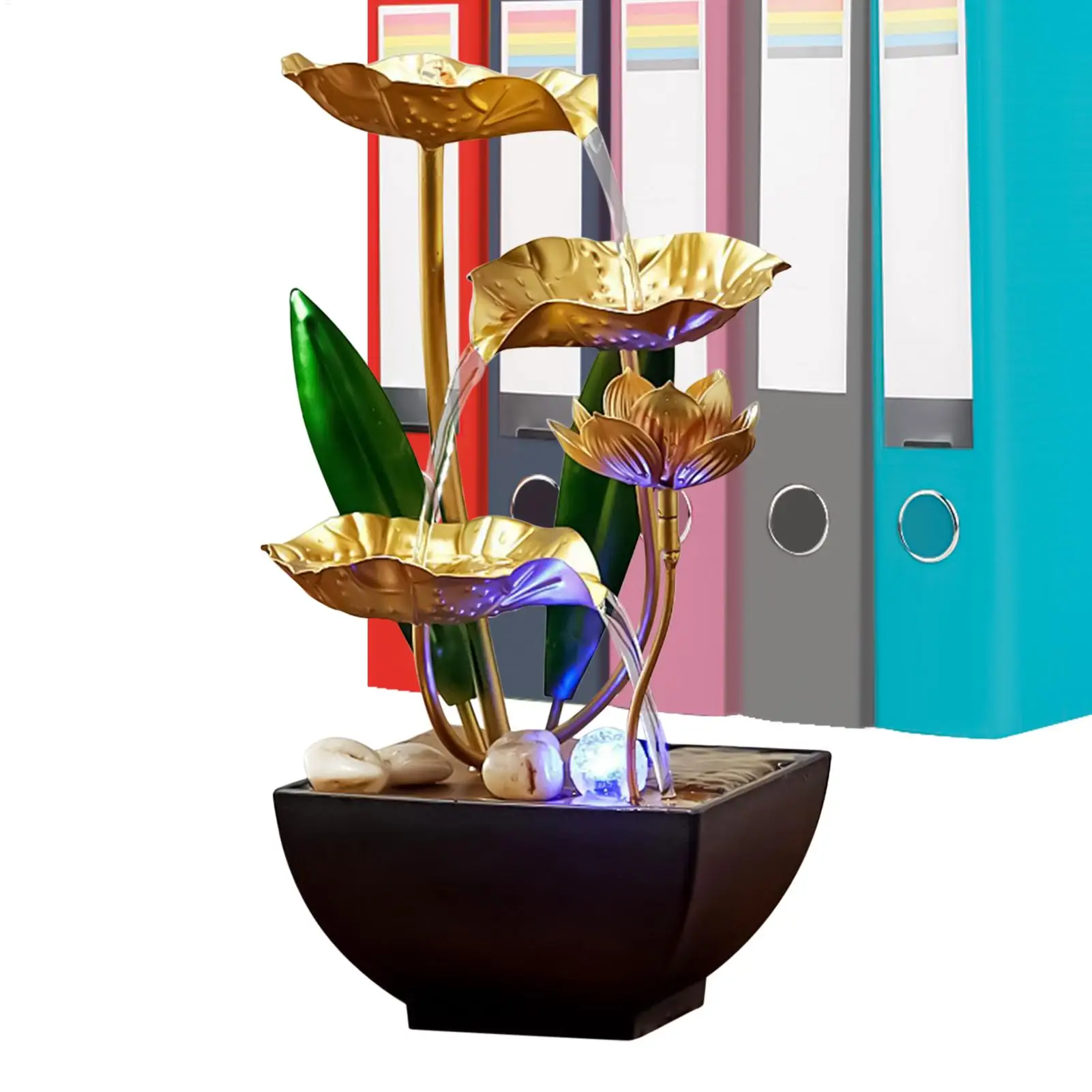 

Настольный фонтан Дзен Релаксация Светодиодный настольный фонтан со звуками потока для офиса, гостиной, отеля, спальни, центральная часть