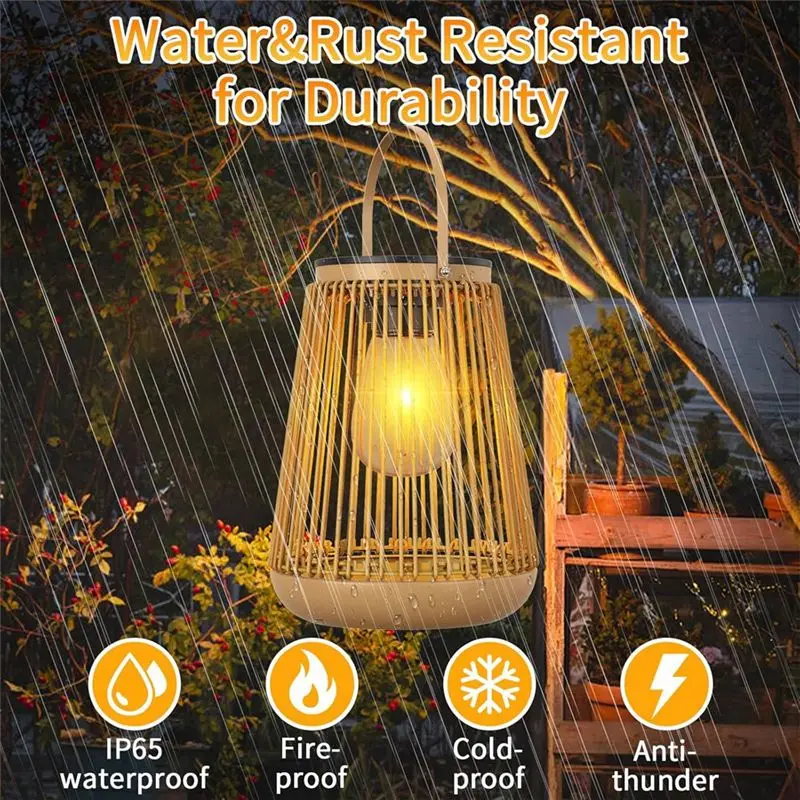 AS94-Outdoor Solar Lanterns Waterproof Hand-Woven Hanging Lights For Garden Camping For Outdoor Table Lighting
