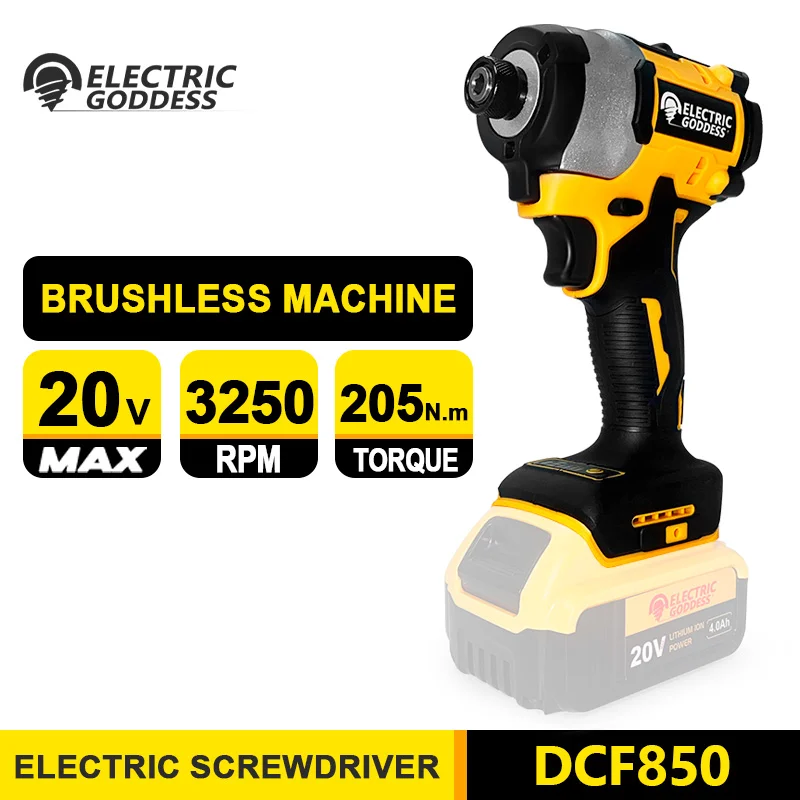 

Electric Goddess Brushless For Dewalt 20V Battery ﻿Electric Driver Screwdriver Impact Wrench 205N.M Cordless Torque Power Tool