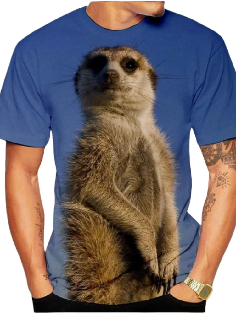 

Cute Animal 3D Printed T-Shirt Summer Outdoor Men's Short Sleeve Tee Round Neck Men's T-Shirt Fashion Oversized Men's Clothing