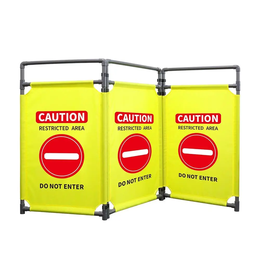 

3 Panels Saety Barricade 5.8T oldable Security Sign Barrier Gate with Heavy Duty PVC e High Visibility Caution Symbol Crowd Cont