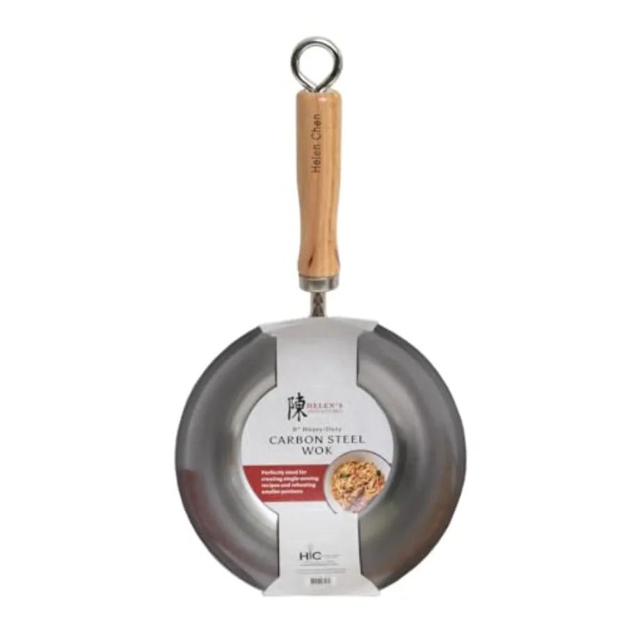 

Wok из углеродистой стали, 8 дюймов, идеально подходит для еды на одну порцию и меньших порций, идеально подходит для приготовления пищи на плите, даже распределение тепла.