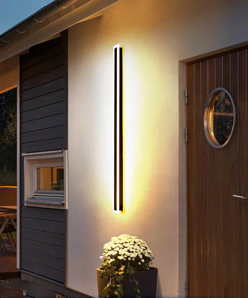 

LED Outdoor Long Wall Light Modern Waterproof Villa Porch Garden Patio Exterio Wall Lamp Indoor Bedroom living room Lighting