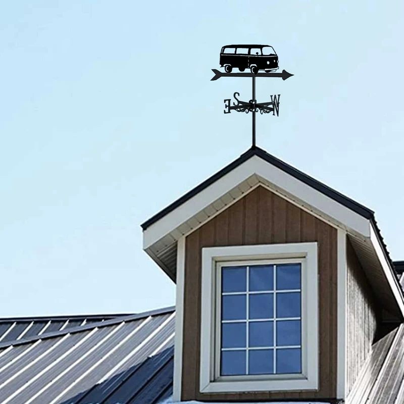 Bus Weathervanes, Professional Measuring Tools Weather Vane For Roof Mounted, Retro Outdoor Garden Shed Roof Decoration