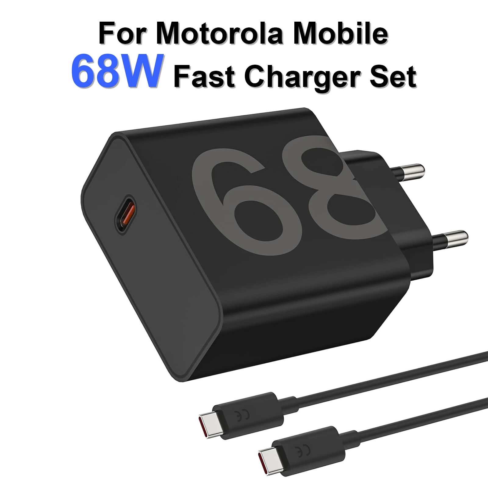 

Зарядное устройство USB C, 68 Вт, быстрая зарядка с кабелем для Motorola Edge Series Moto G06 Power/G86/G85 Razr 60/50 Ultra, адаптер питания PD/QC
