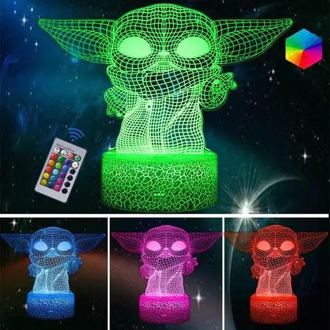 아이들을위한 3D 야간 조명 방 장식을위한 아기 조명 USB 충전 타이밍 원격 제어와 3D 환상 램프 크리스마스 생일 선물