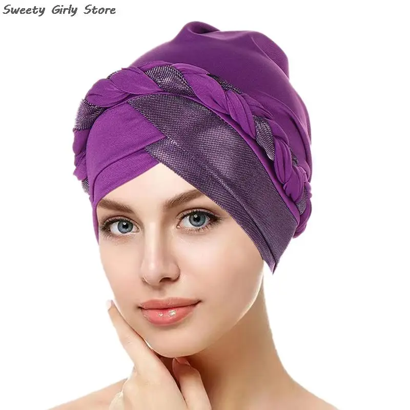 Berretto Turbante elasticizzato musulmano donna islamico Underscarf cappello con cofano treccia fascia per capelli berretti da donna cappelli moda