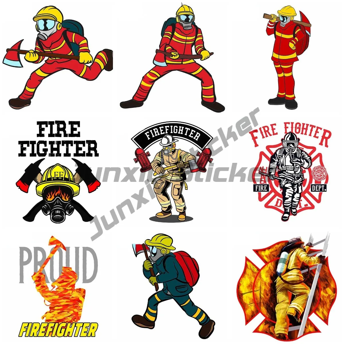 

Brave Cool Fire Man Logo Car Sticker for Auto Decal Window Removable Fireman Glue Car Body Stickers Decoration