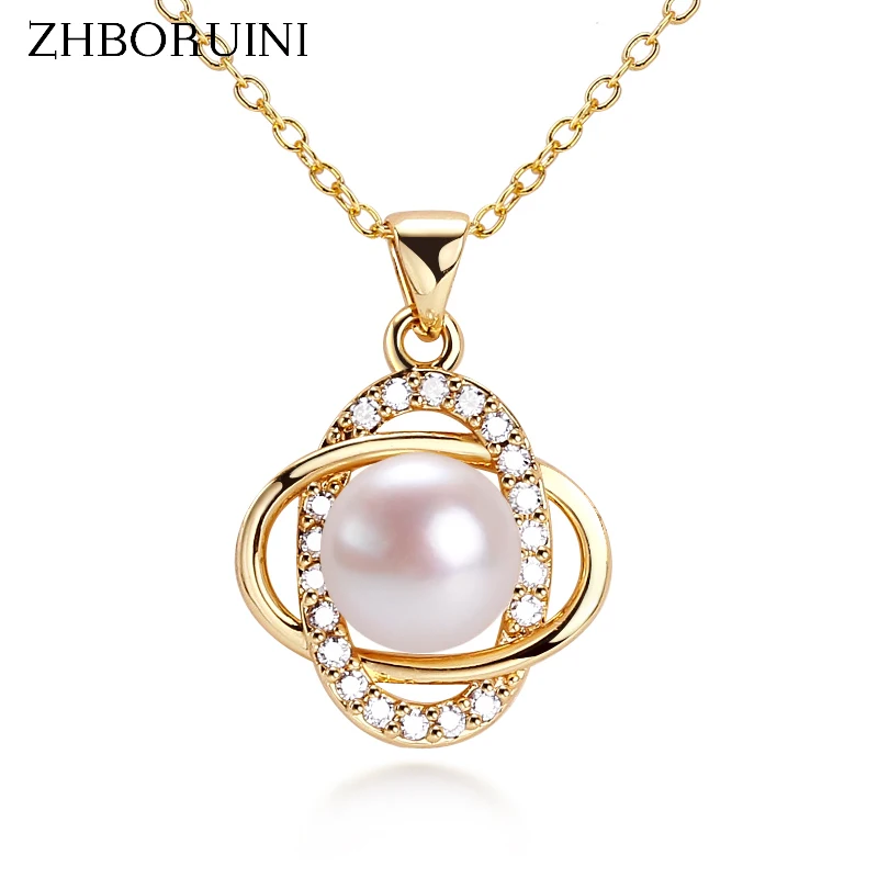 ZHBORUIN 2024 New Simple Pearl Pendant 100% Real Natural Freshwater Pearl Necklace Silver Color Jewelry Woman Gift Wholesale